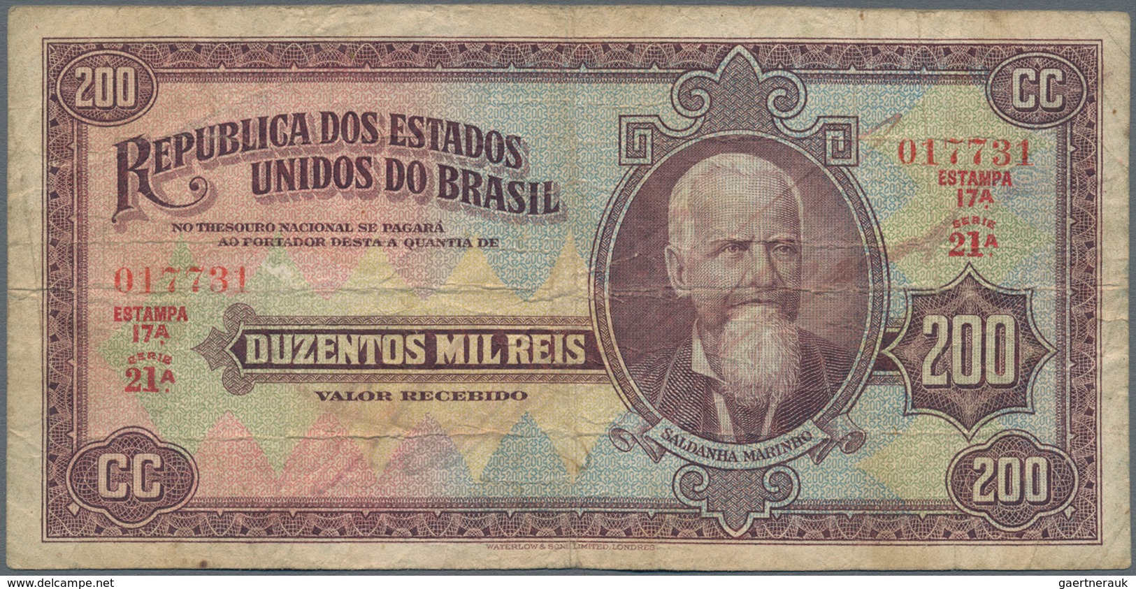 Brazil / Brasilien: República Dos Estados Unidos Do Brasil 200 Mil Reis ND(1936), P.82, Still Nice A - Brazilië