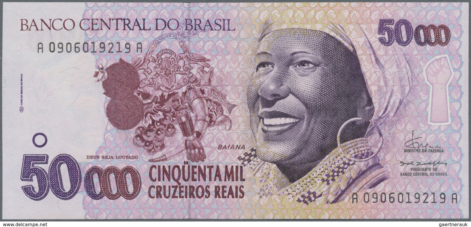 Brazil / Brasilien: Pair With 500 Cruzeiros 1972 P.196Aa (XF) And 50.000 Cruzeiros Reais ND(1993) P. - Brasil