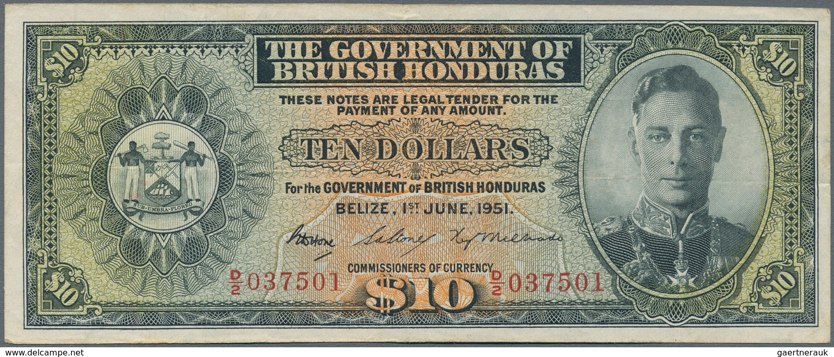 British Honduras: The Government Of British Honduras 10 Dollars June 1st 1951, P.27c, One Of The Key - Honduras