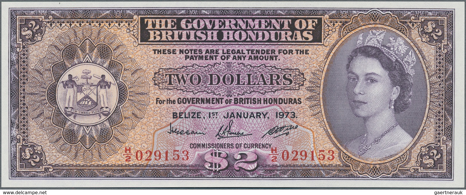 British Honduras: The Government Of British Honduras 2 Dollars January 1st 1973, P.29c, Great Note I - Honduras