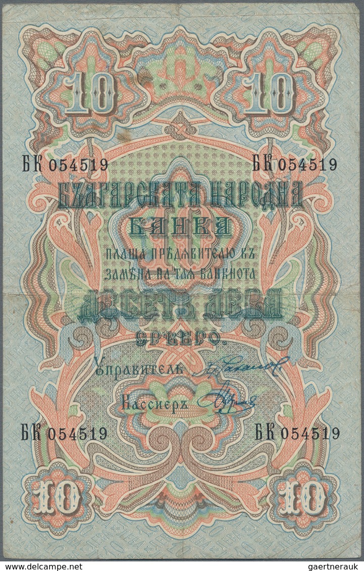 Bulgaria / Bulgarien: Pair With 5 Leva Srebro ND(1909) P.2b (F+ With Small Tear) And 10 Leva Srebro - Bulgarien