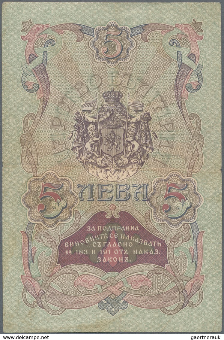 Bulgaria / Bulgarien: Pair With 5 Leva Srebro ND(1909) P.2b (F+ With Small Tear) And 10 Leva Srebro - Bulgarie