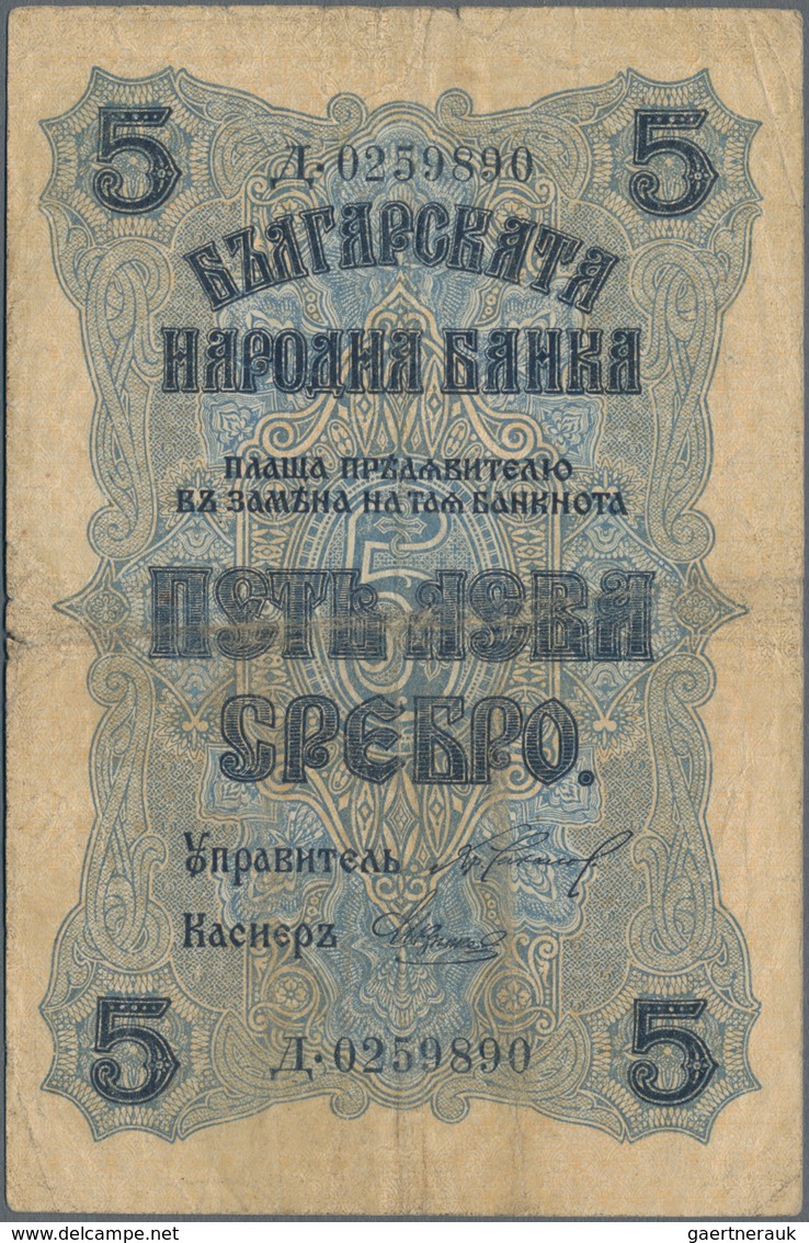 Bulgaria / Bulgarien: Very rare set with 8 banknotes comprising 10 Leva Srebro ND(1904) P.3b (VF), 2