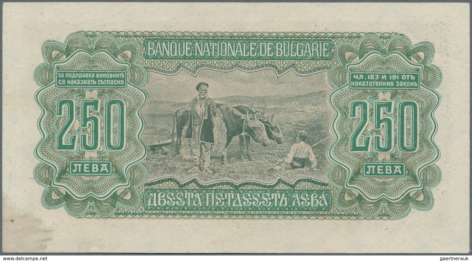 Bulgaria / Bulgarien: Pair With 250 Leva 1943 P.65 (XF+) And 500 Leva 1943 P.66 (VF). (2 Pcs.) - Bulgarije