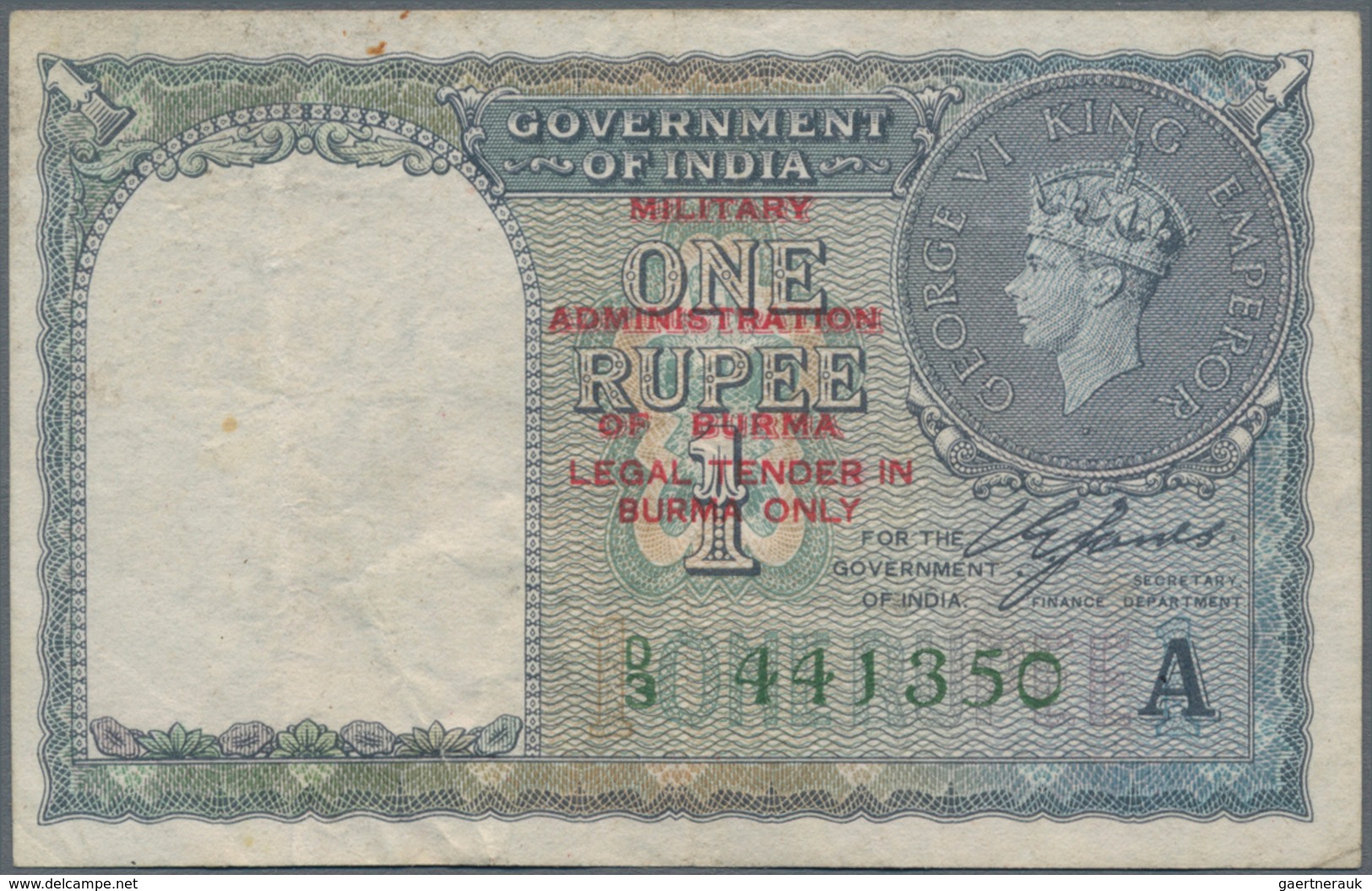 Burma / Myanmar / Birma: Lot With 4 Banknotes 1, 5, 10 And 100 Rupees ND(1945), All With Overprint “ - Myanmar