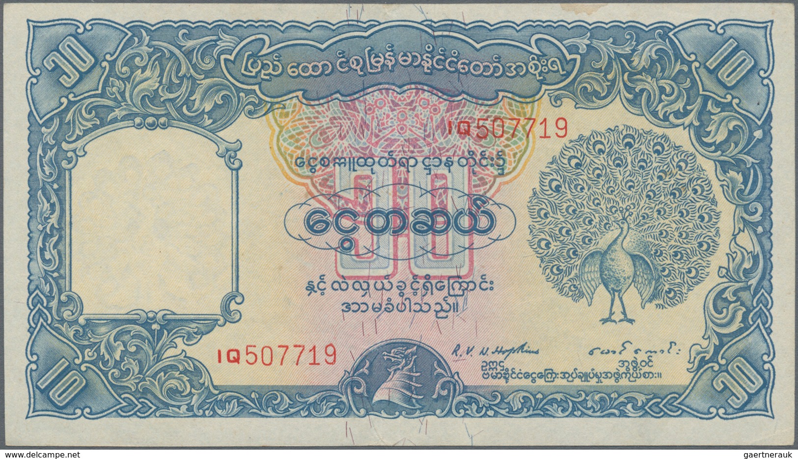 Burma / Myanmar / Birma: Nice Lot With 3 Banknotes Containing 10 Rupees ND(1945) With Overprint “Mil - Myanmar