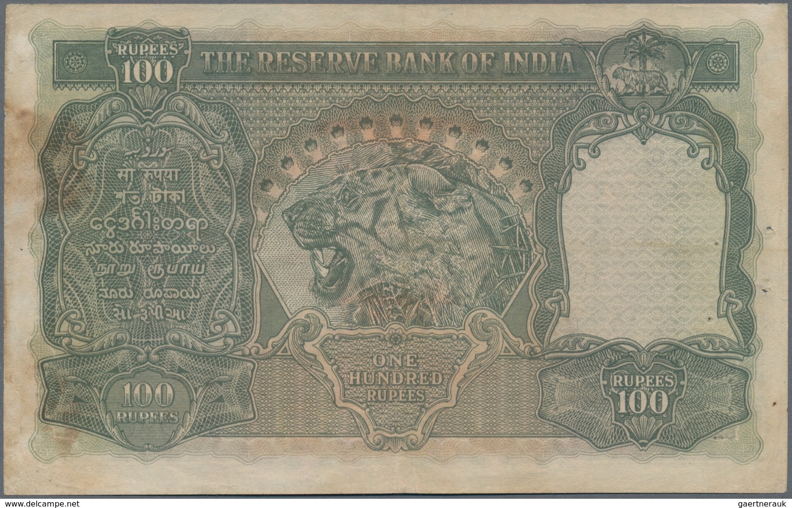 Burma / Myanmar / Birma: 100 Rupees ND(1947) With Overprint "BURMA CURRENCY BOARD" On INDIA #20, P.3 - Myanmar