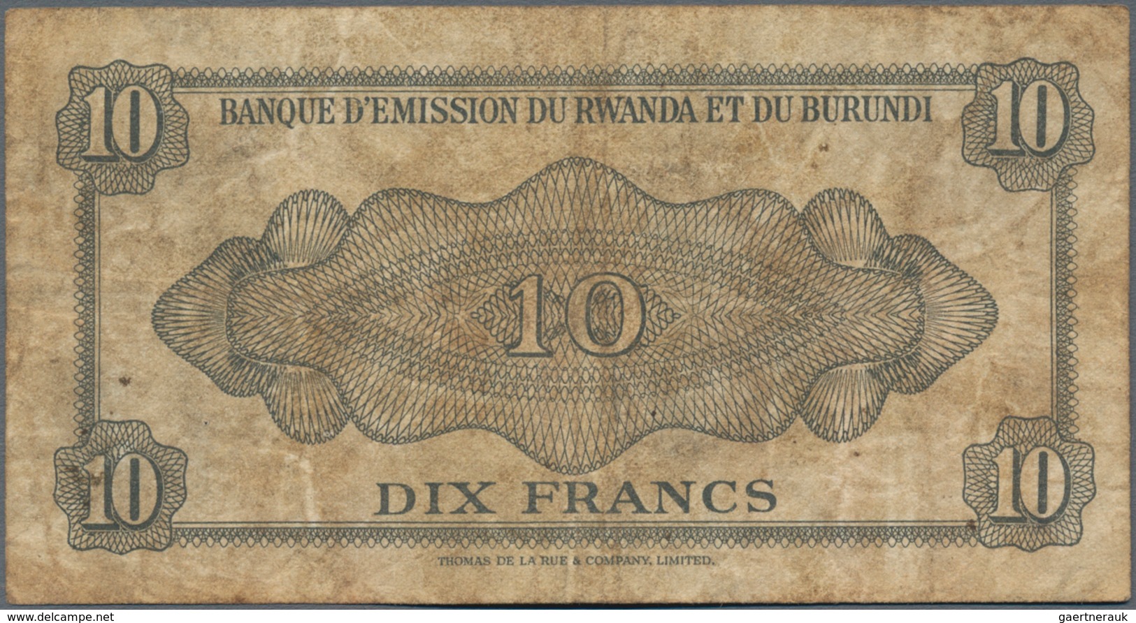 Burundi: Banque D'Émission Du Rwanda Et Du Burundi (Banque Du Royaume Du Burundi) 10 Francs 1960, P. - Burundi