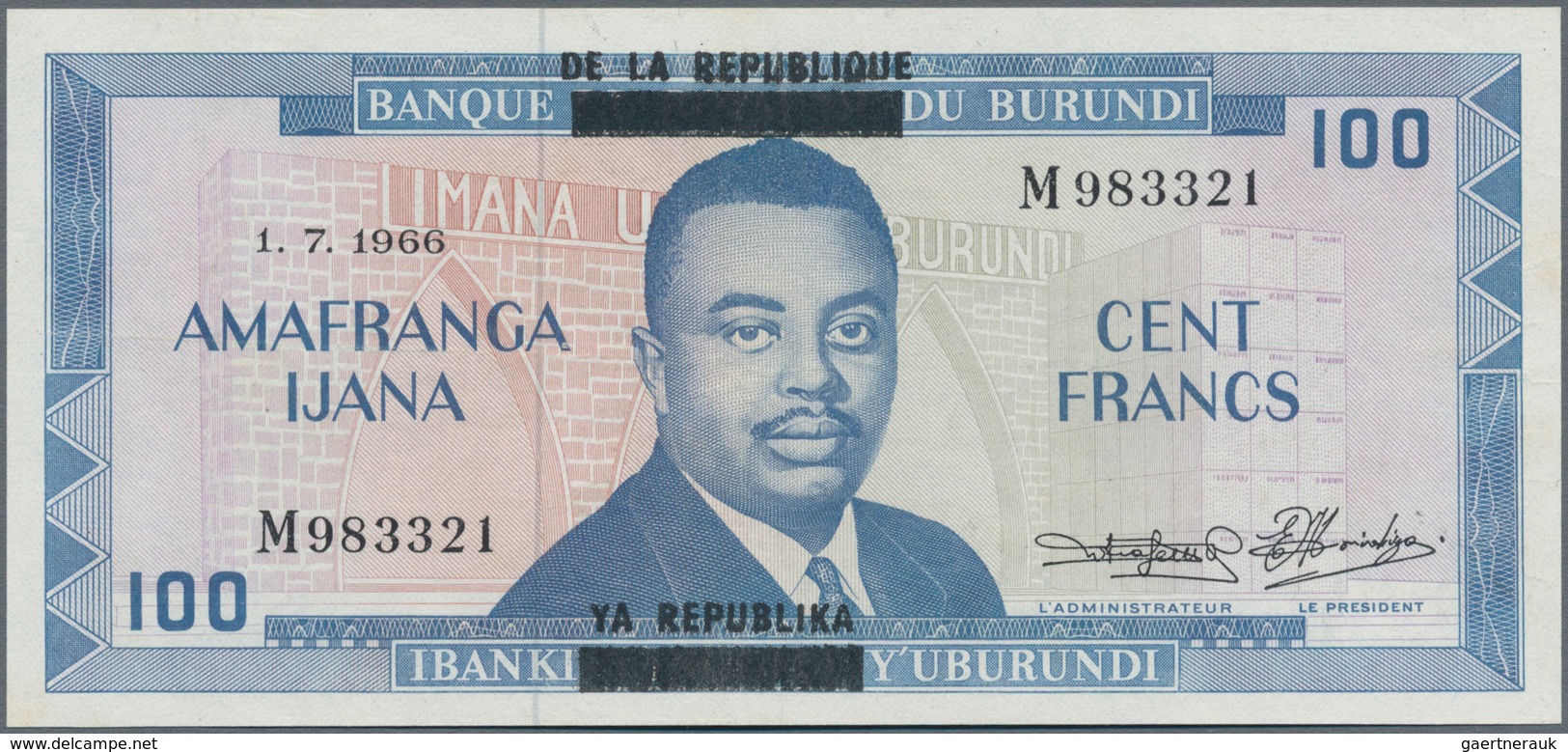 Burundi: Banque De La République Du Burundi 100 Francs 1966, P.17b, Optically A Perfect Banknote, Bu - Burundi