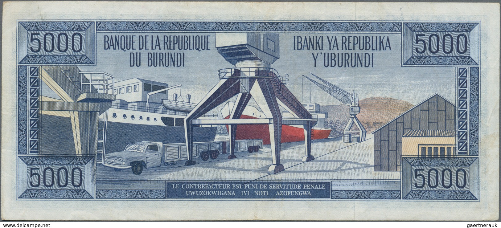 Burundi: Banque Du Royaume Du Burundi 5000 Francs 1968, P.26a, Still Great Original Shape With A Few - Burundi
