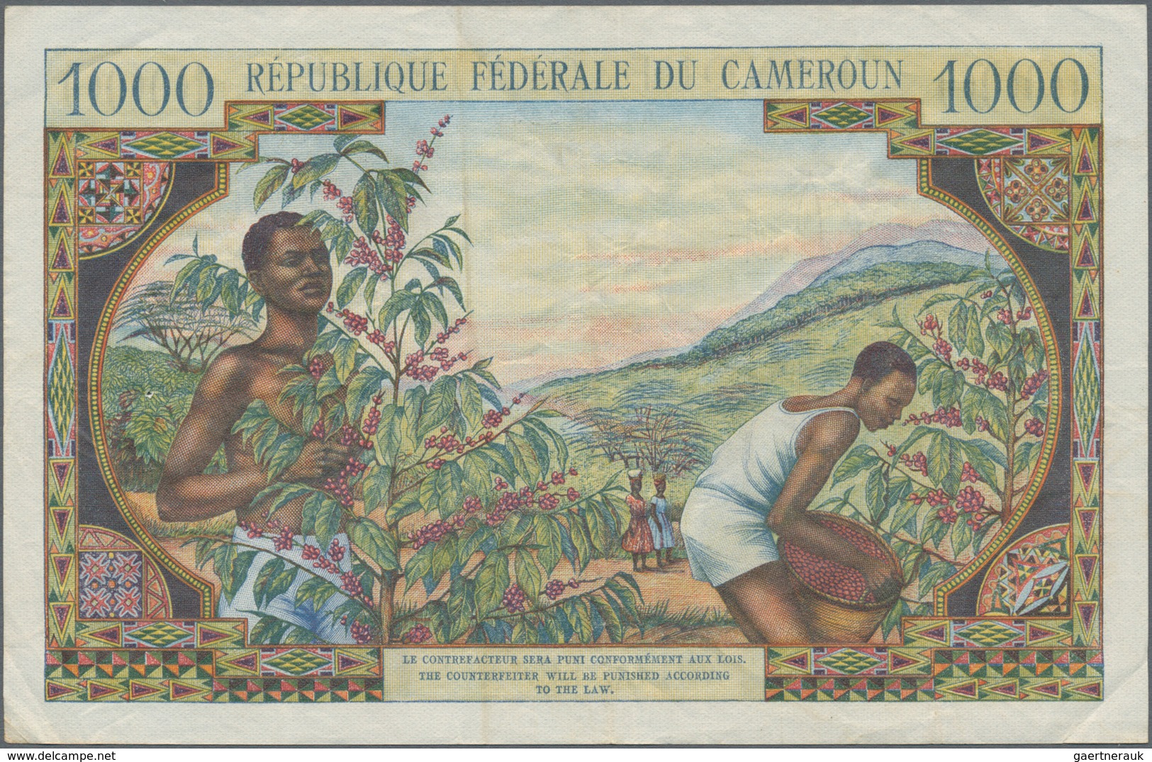 Cameroon / Kamerun: Banque Central - République Fédérale Du Cameroun 1000 Francs ND(1962), P.12a, Ve - Kamerun