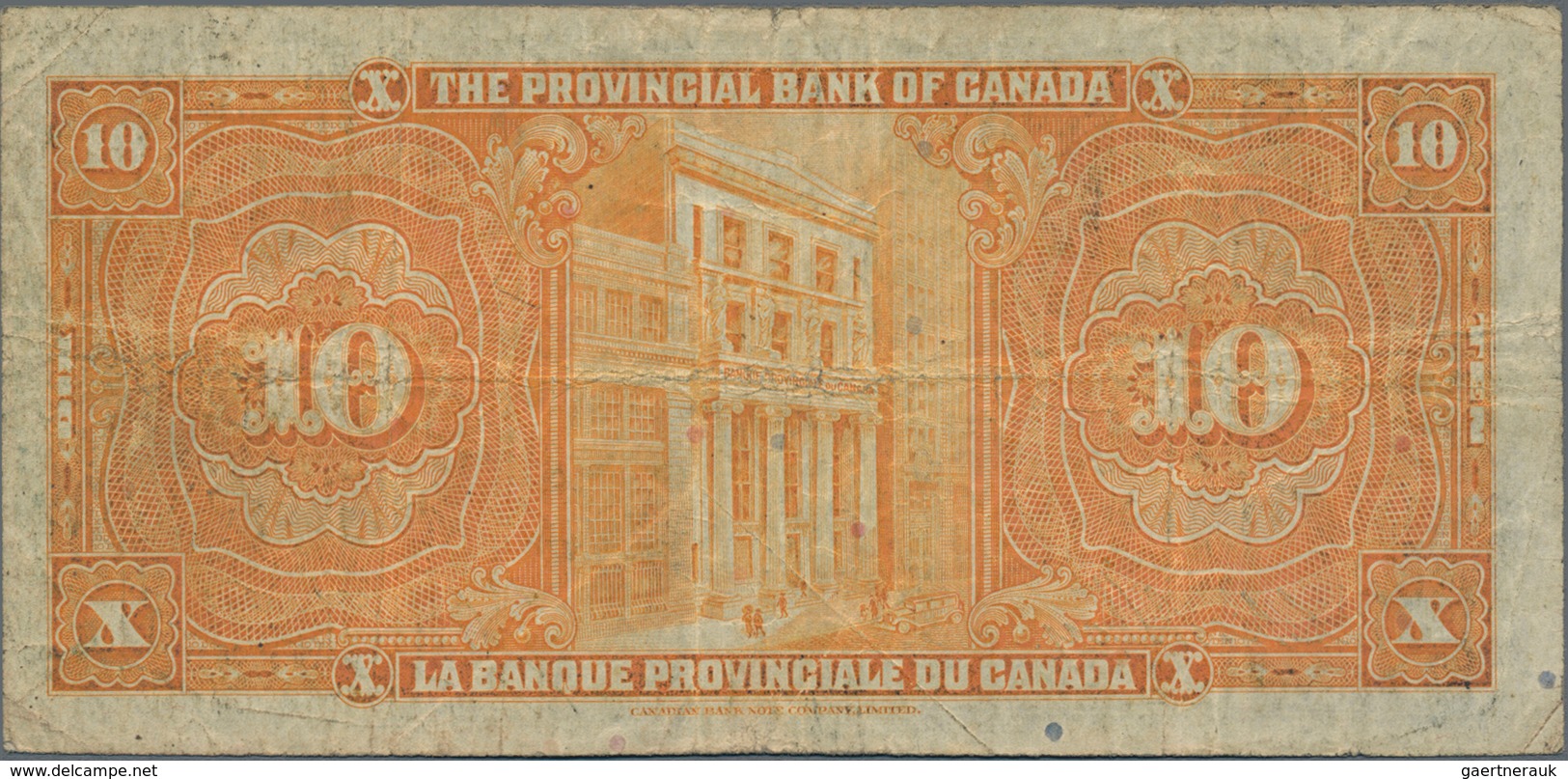 Canada: The Provincial Bank Of Canada 10 Dollars 1936, P.S922a, Still Nice With Bright Colors, Just - Kanada