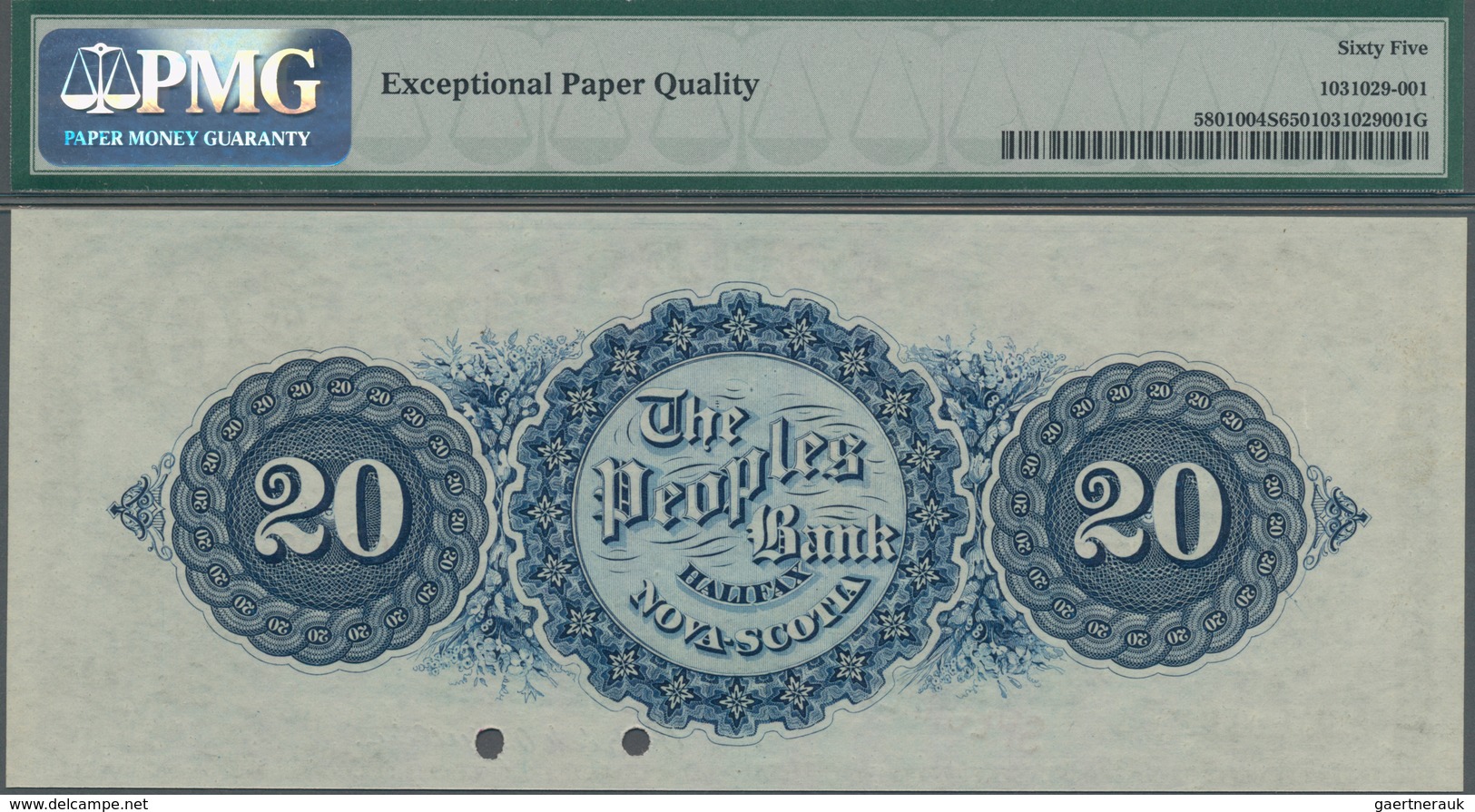Canada: The Peoples Bank Of Halifax 20 Dollars 1898 SPECIMEN, P.S1290s, PMG Graded 65 Gem Uncirculat - Kanada