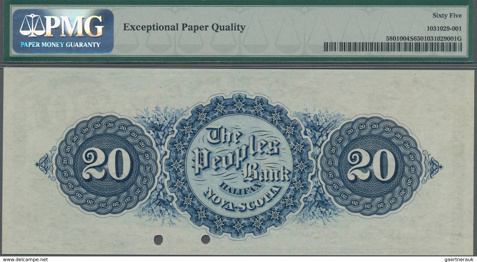 Canada: The Peoples Bank Of Halifax 20 Dollars 1898 SPECIMEN, P.S1290s, PMG Graded 65 Gem Uncirculat - Canada