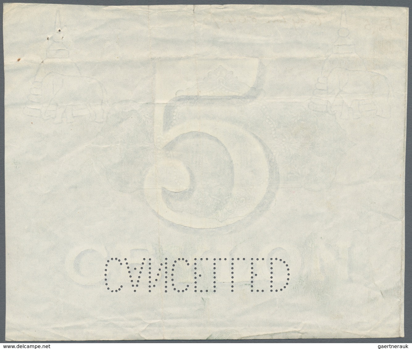 Ceylon: Vignette Proof For The Back Side Of 5 And 10 Rupees P. 22p And 24p On Watermarked Paper With - Sri Lanka