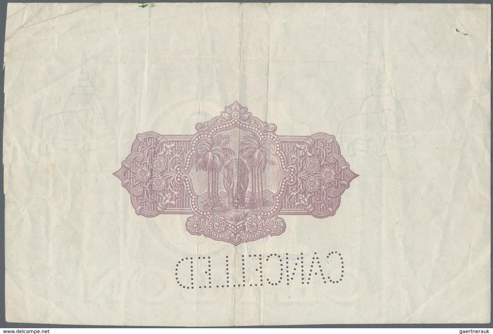 Ceylon: Vignette Proof Print For 10 Rupees P. 24p In Lilac Color, On Watermarked Banknote Paper With - Sri Lanka