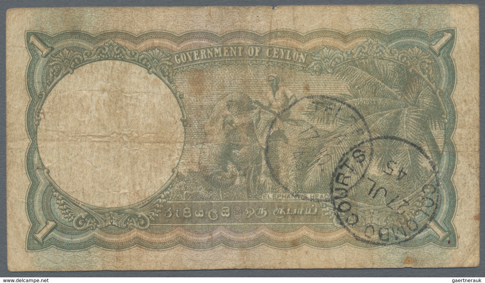 Ceylon: Set Of 3 Notes 1 Rupee Dated 2x 1941 And 1xs 1945 P. 30, 34, All Used With Folds And Stain I - Sri Lanka