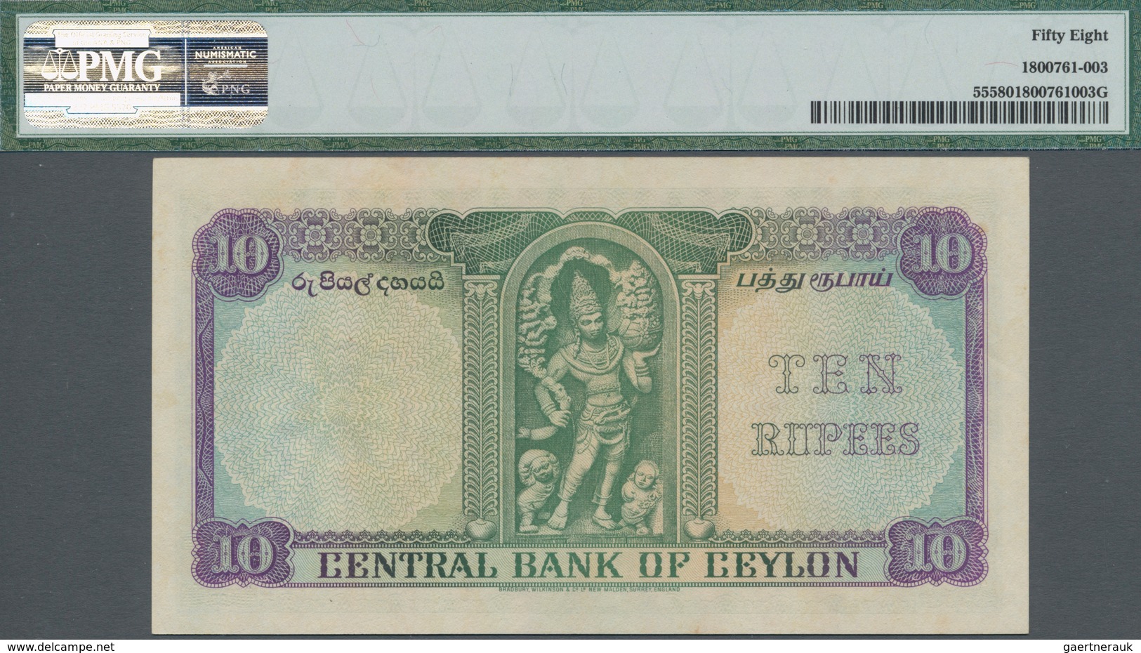 Ceylon: Central Bank Of Ceylon 10 Rupees 1954, P.55, Great Condition Without Pinholes, Just Lightly - Sri Lanka