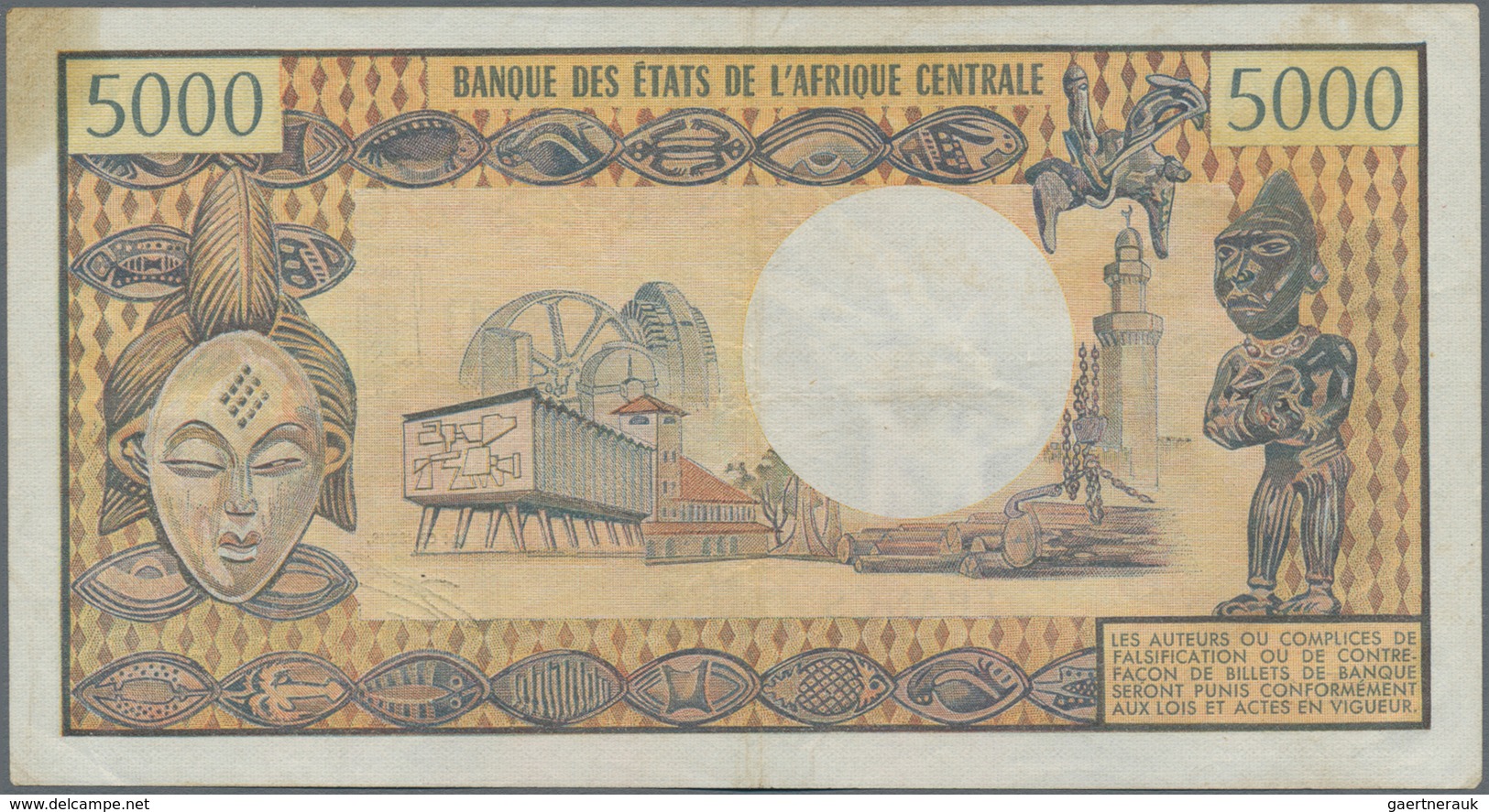 Chad / Tschad: Republique Du Tchad 5000 Francs ND(1974), P.4, Nice And Rare Note, Some Minor Stains - Tsjaad