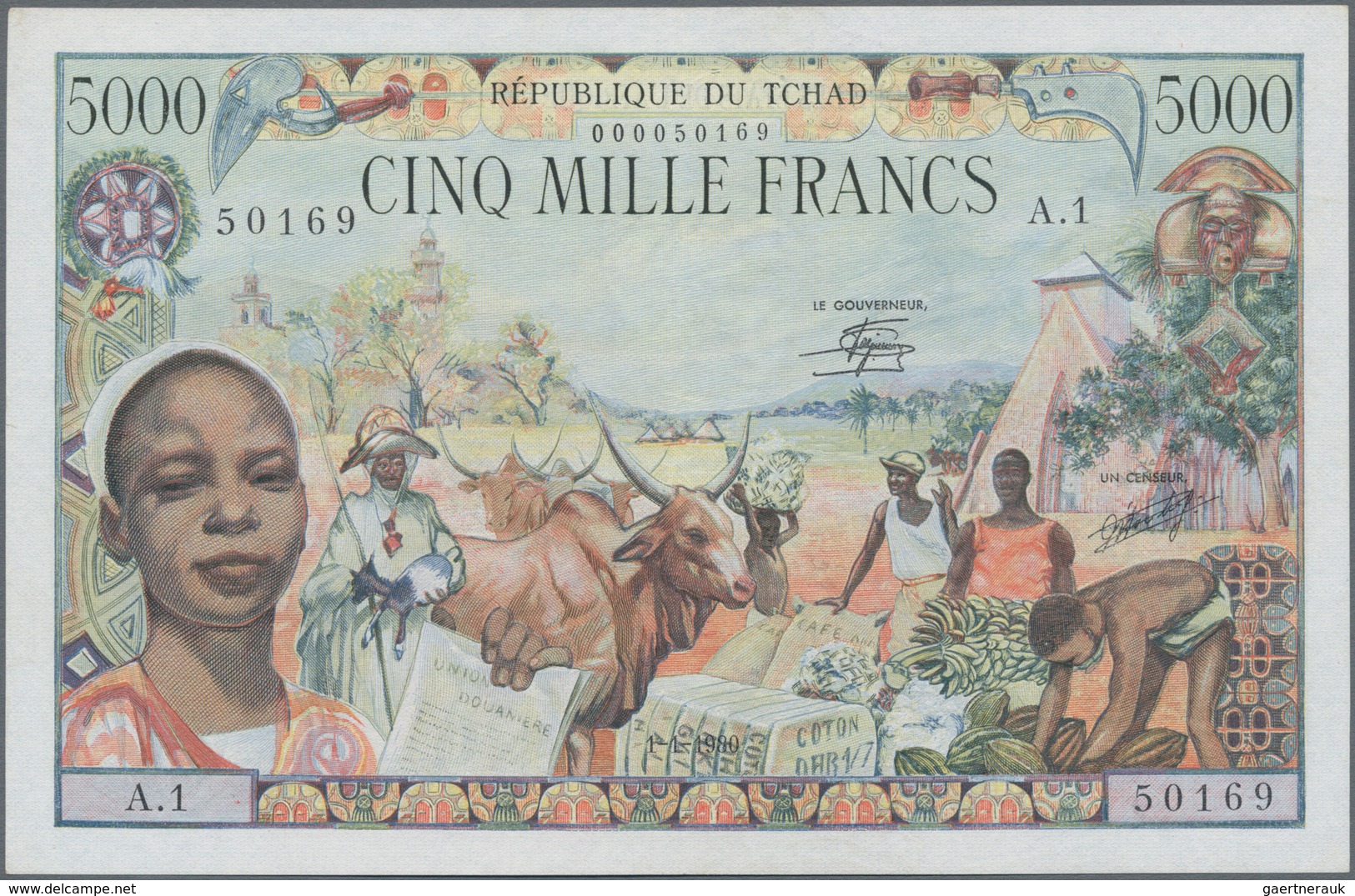 Chad / Tschad: Republique Du Tchad 5000 Francs 1980, P.8, Very Popular And Rare Note In Excellent Co - Tsjaad