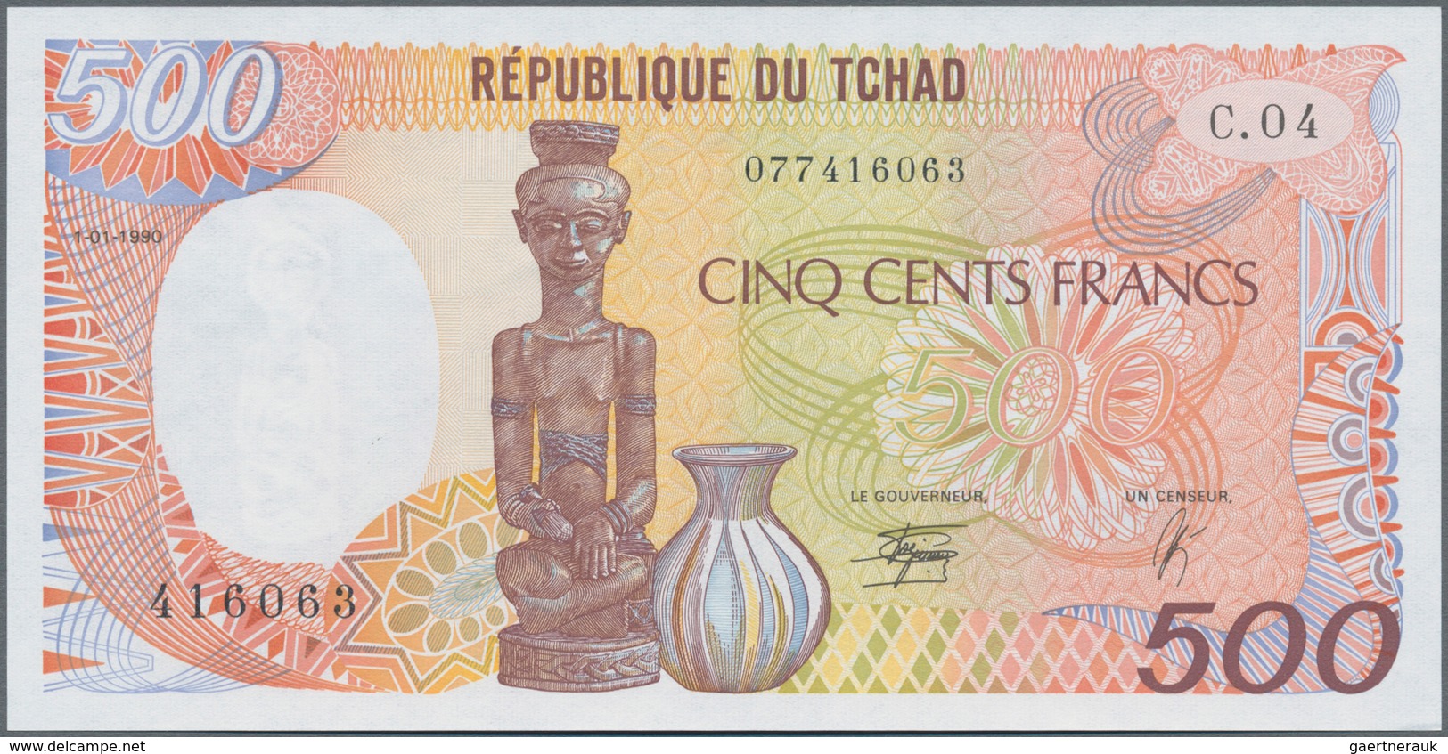 Chad / Tschad: Republique Du Tschad Pair With 500 Francs 1990 P.9c (UNC) And 1000 Francs 1988 P.10A - Chad