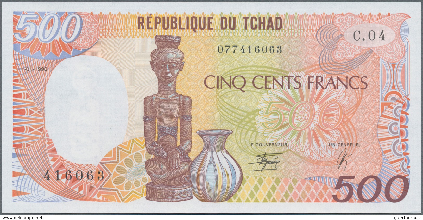 Chad / Tschad: Republique Du Tschad Pair With 500 Francs 1990 P.9c (UNC) And 1000 Francs 1988 P.10A - Tsjaad