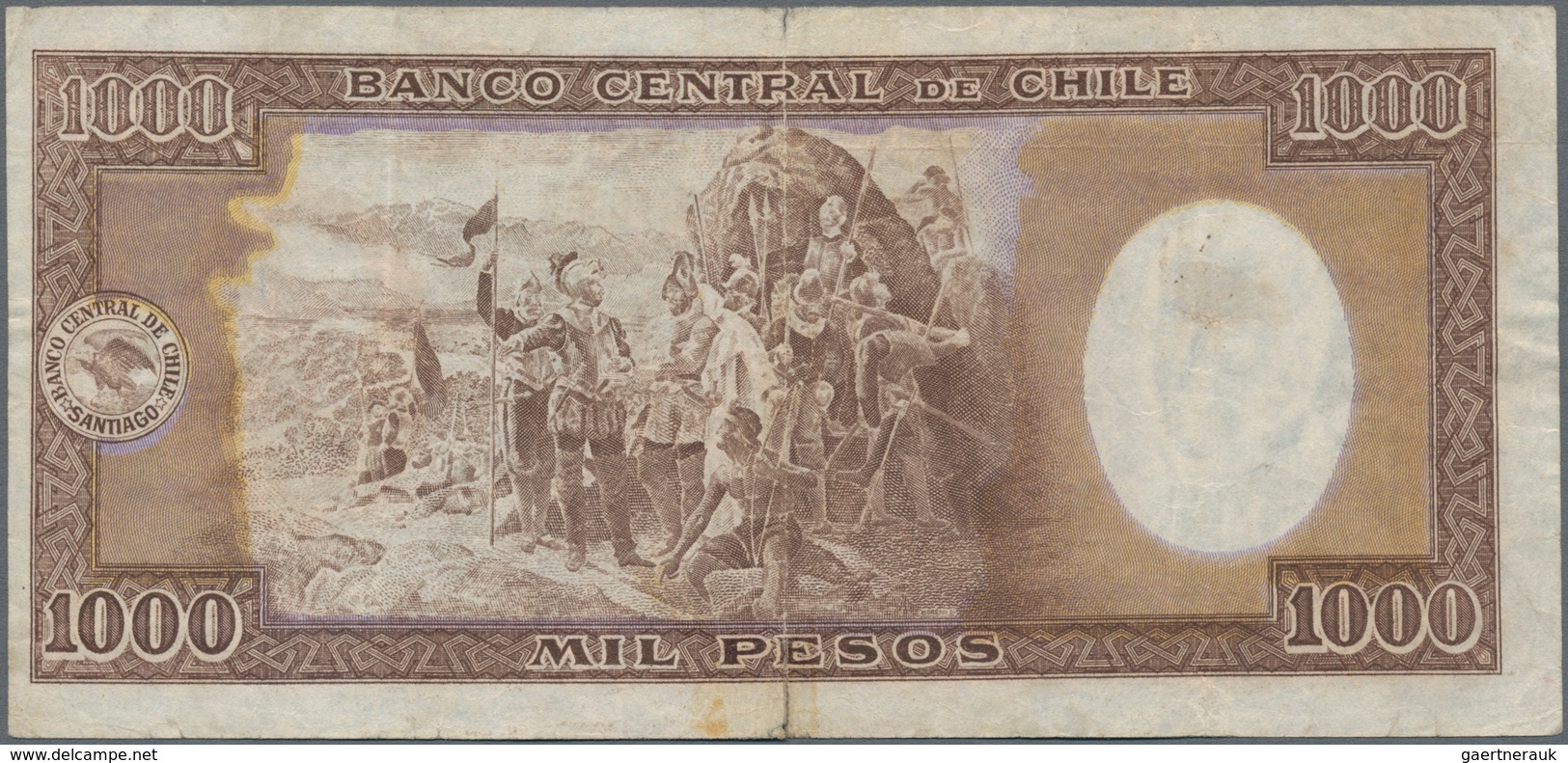 Chile: Nice Set With Republica De Chile 1 Peso 1919 P.15b (VF) And 1000 Pesos Banco Central De Chile - Chili