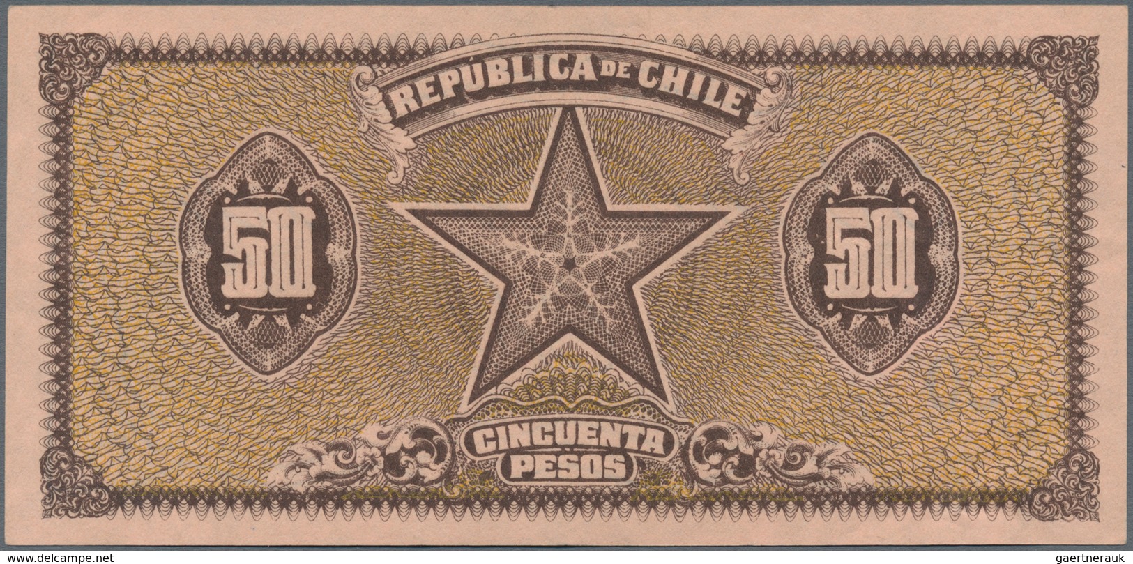 Chile: Banco Central De Chile 50 Pesos 1928, P.84b, Very Rare And Seldom Offered Note In Excellent C - Chili