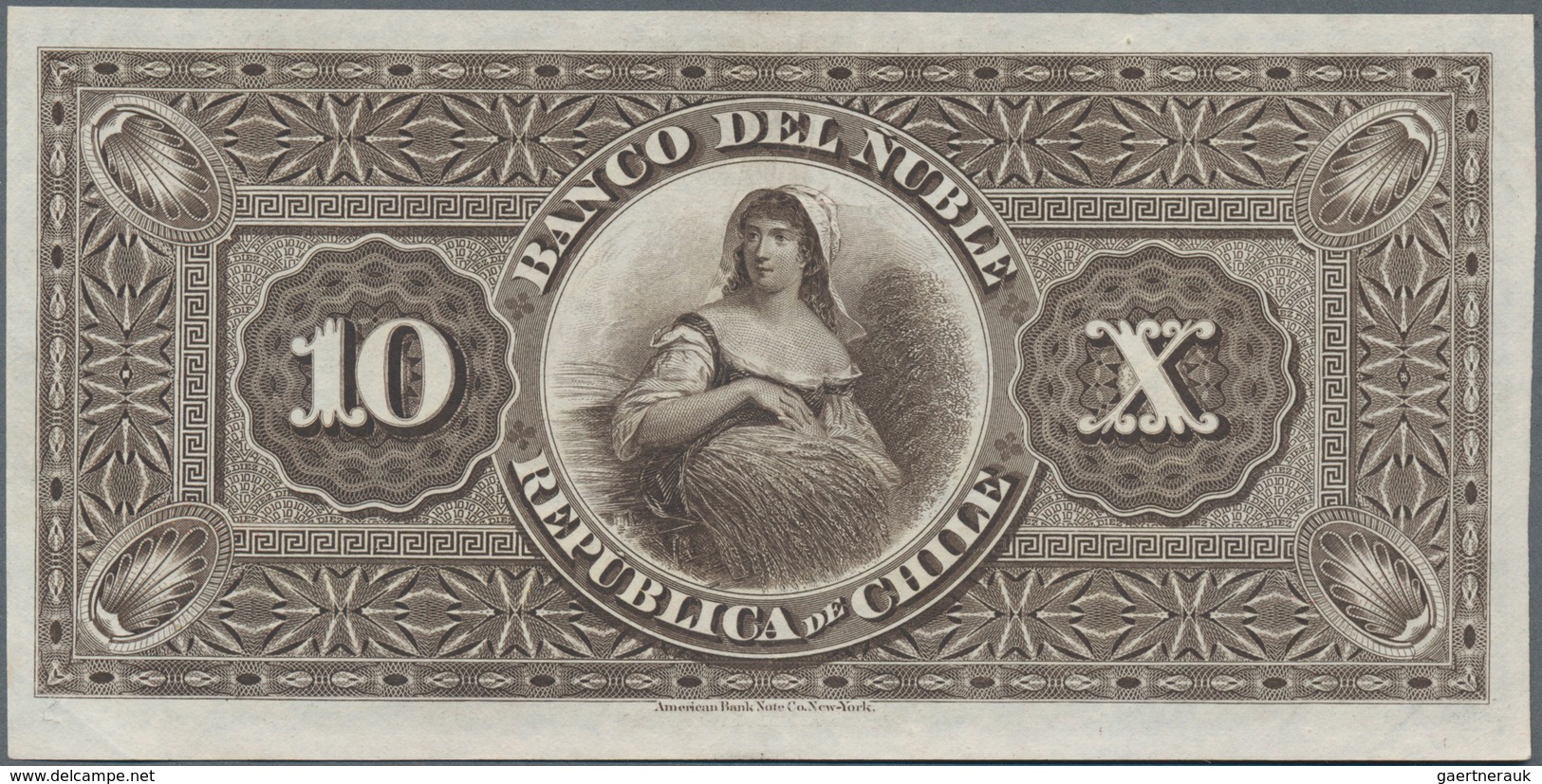 Chile: Banco Del Ñuble 10 Pesos 1885, P.S344, Extraordinary Rare As An Issued Note And In This Perfe - Chile