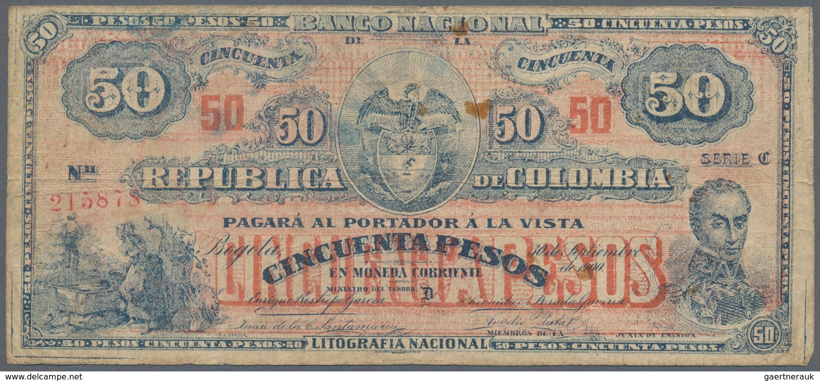 Colombia / Kolumbien: Banco Nacional De La República De Colombia 50 Pesos 1919, P.279, Still Nice Wi - Kolumbien