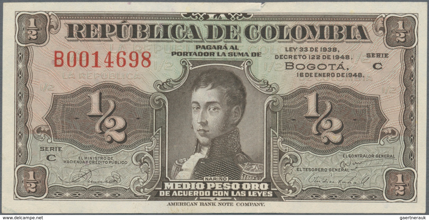 Colombia / Kolumbien: Republica De Colombia Pair With 25 Pesos 1904 P.313 (F/F+) And 1/2 Peso 1948 P - Colombia