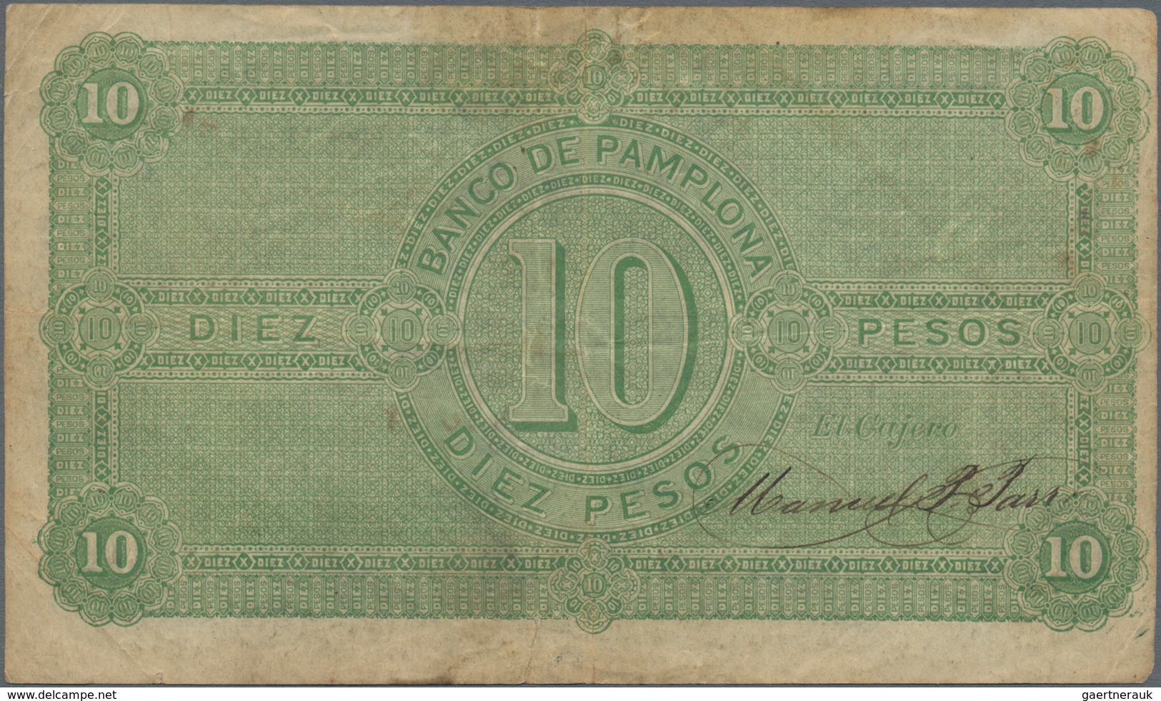 Colombia / Kolumbien: El Banco De Pamplona 10 Pesos 1884, P.S713, Seldom Offered Regional Issue, Sti - Kolumbien