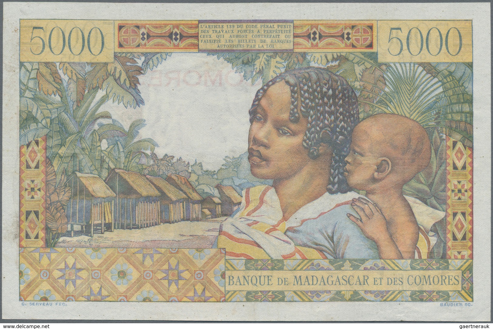 Comoros / Komoren: Banque De Madagascar Et Des Comores 5000 Francs ND(1960-63), P.6c, Very Popular A - Comoren