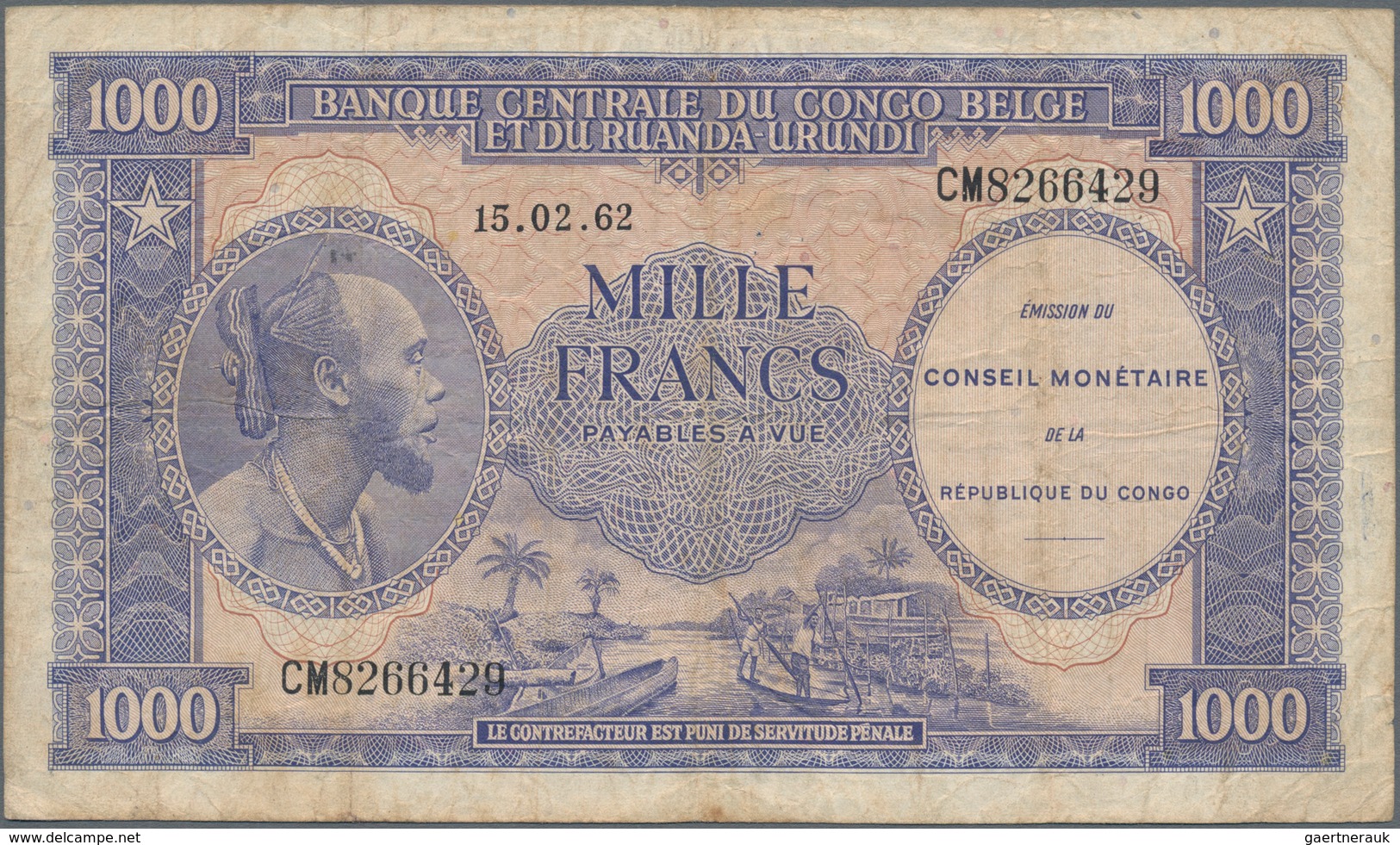 Congo / Kongo: Conseil Monétaire De La République Du Congo 1000 Francs 1962, P.2, Still Intact With - Zonder Classificatie