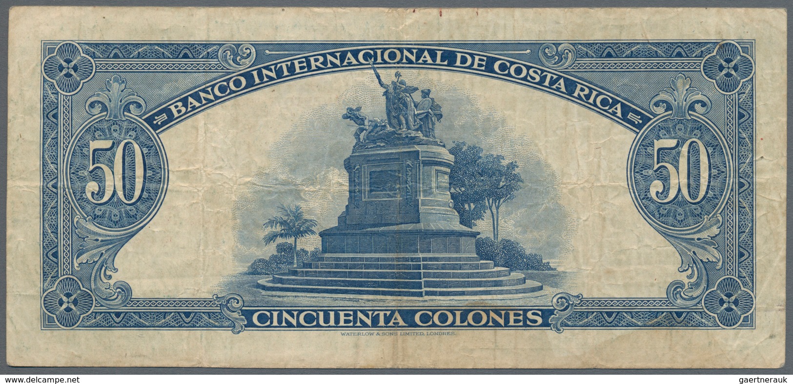 Costa Rica: Banco Nacional De Costa Rica 50 Colones 1942 Overprint On Costa Rica #182, P.193, Very P - Costa Rica