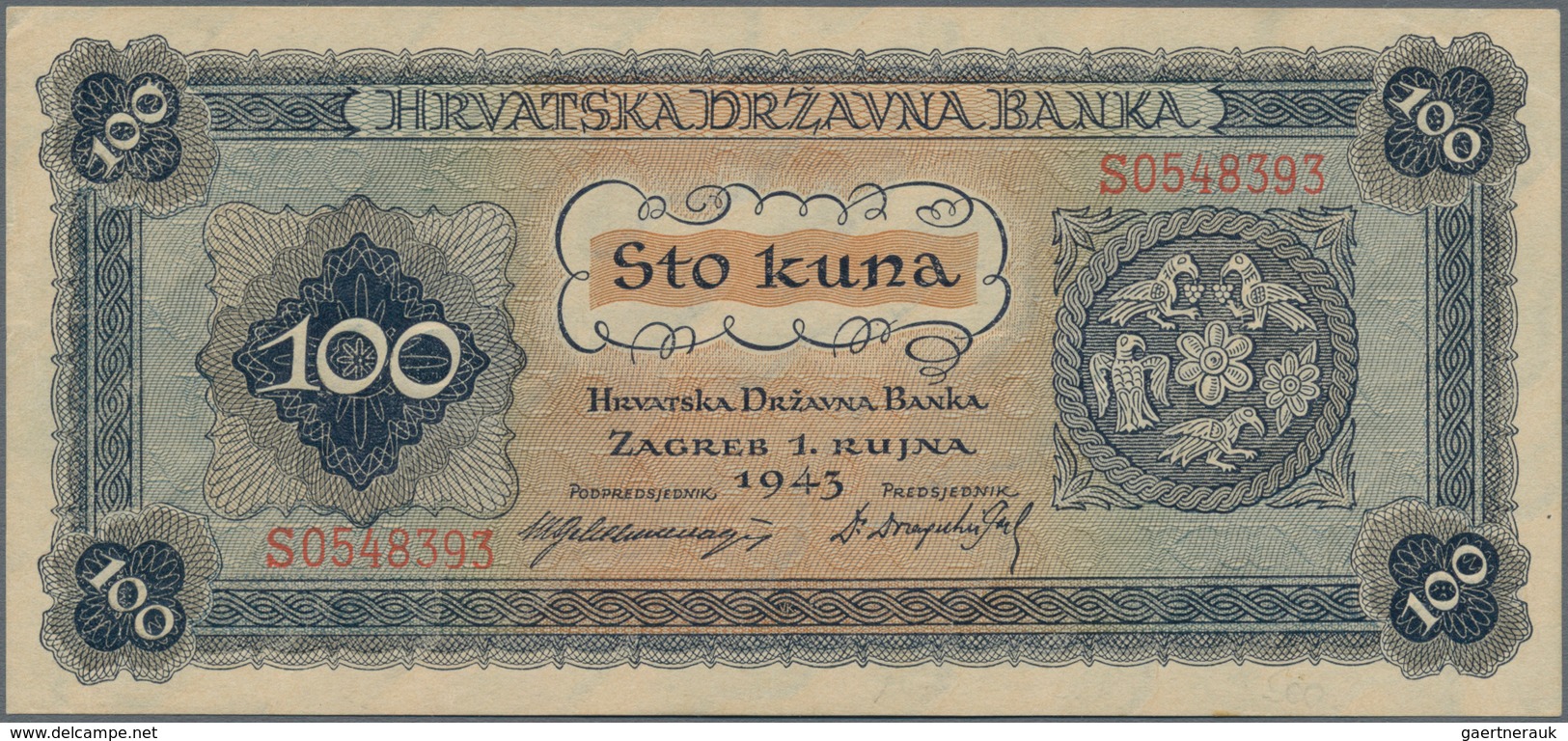 Croatia / Kroatien: 100 Kuna 1943, P.11, Excellent Condition With A Few Minor Creases At Left Border - Kroatië