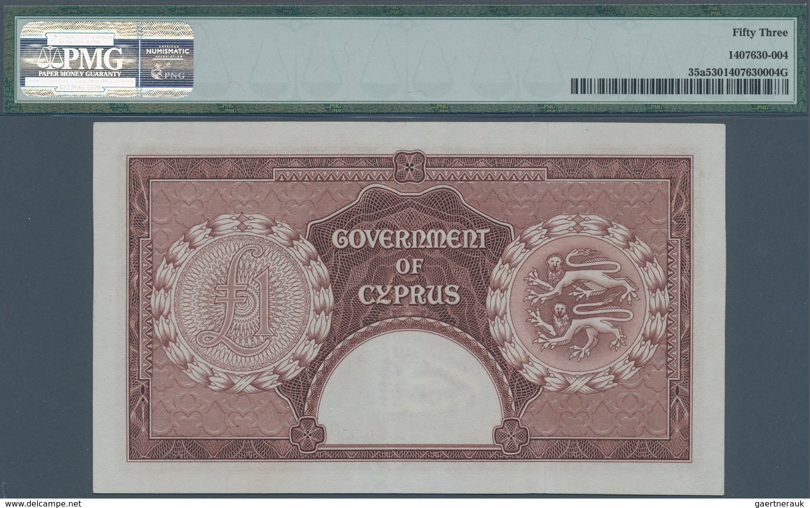 Cyprus / Zypern: Government Of Cyprus 1 Pound 1955, P.35a, Excellent Condition With Soft Vertical Be - Zypern