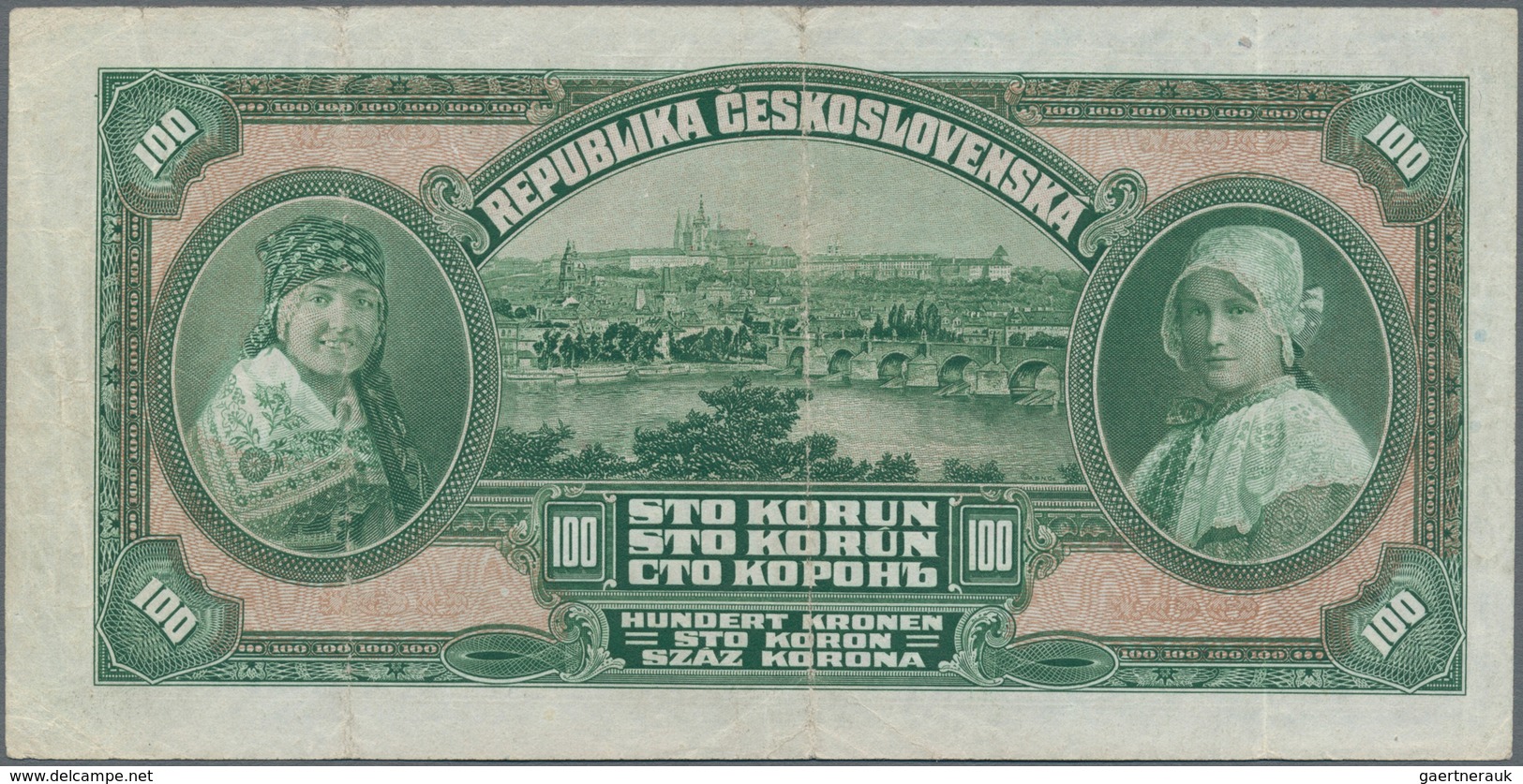 Czechoslovakia / Tschechoslowakei: 100 Korun 1920, P.17, Very Nice Note With Still Crisp Paper And B - Checoslovaquia