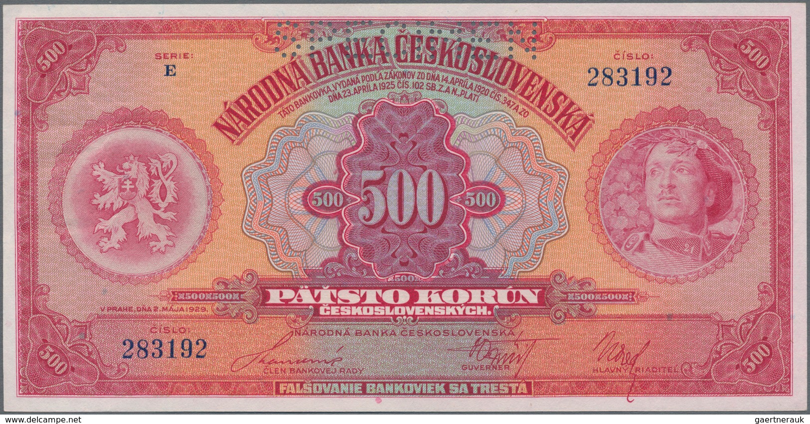 Czechoslovakia / Tschechoslowakei: Set With 4 Specimen Notes Containing Republika Československá 500 - Checoslovaquia