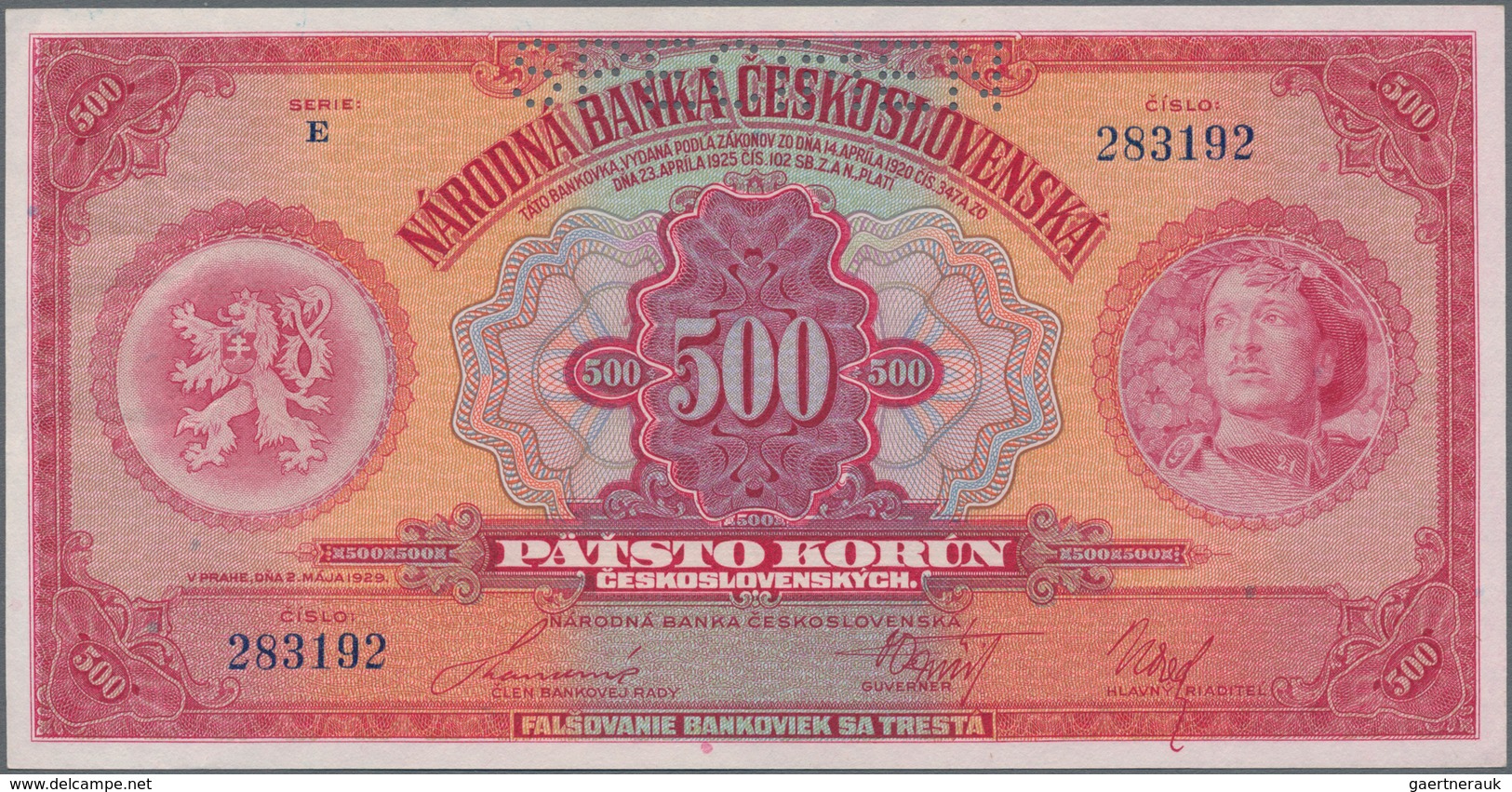 Czechoslovakia / Tschechoslowakei: Set With 4 Specimen Notes Containing Republika Československá 500 - Tsjechoslowakije