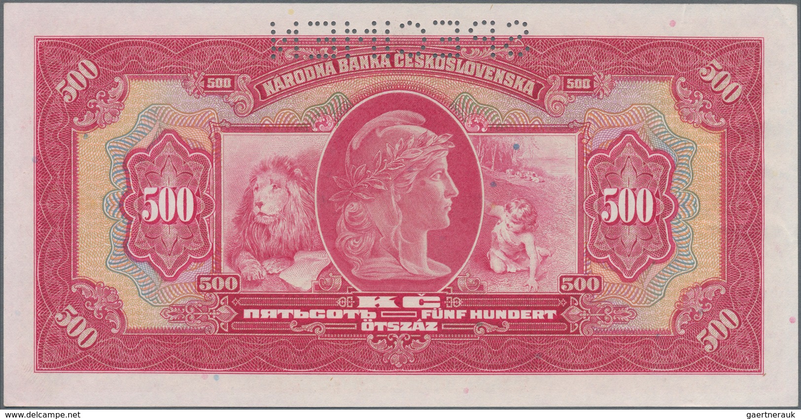 Czechoslovakia / Tschechoslowakei: Set With 4 Specimen Notes Containing Republika Československá 500 - Checoslovaquia