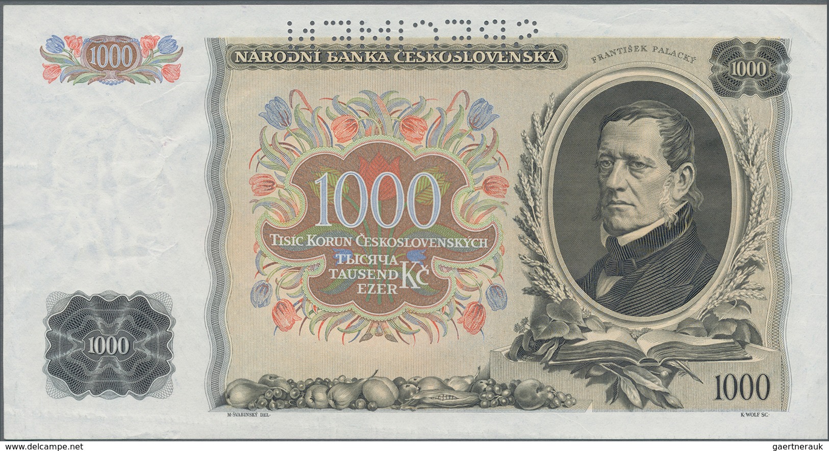 Czechoslovakia / Tschechoslowakei: Set with 4 Specimen notes containing Republika Československá 500