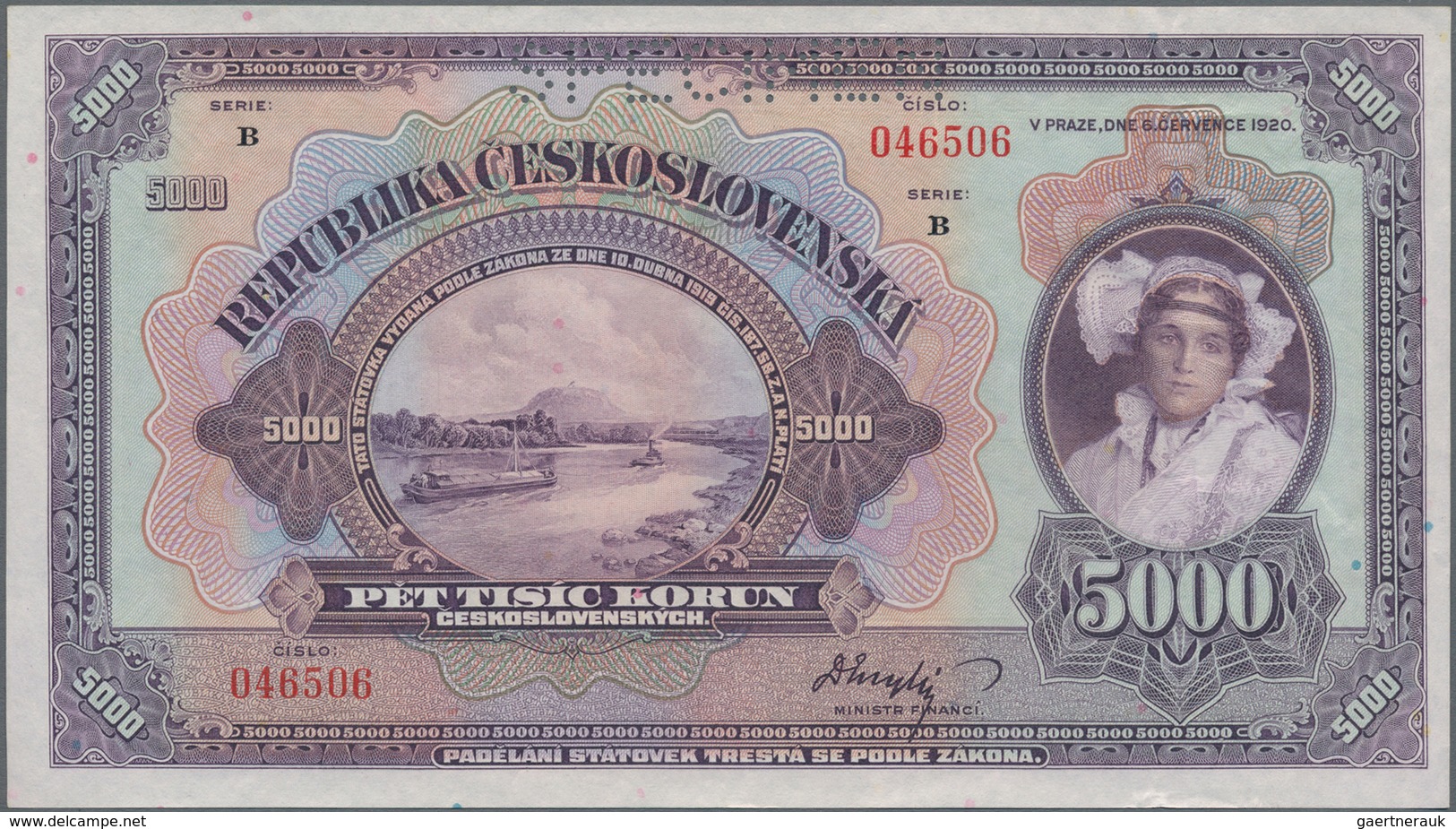 Czechoslovakia / Tschechoslowakei: Set with 4 Specimen notes containing Republika Československá 500