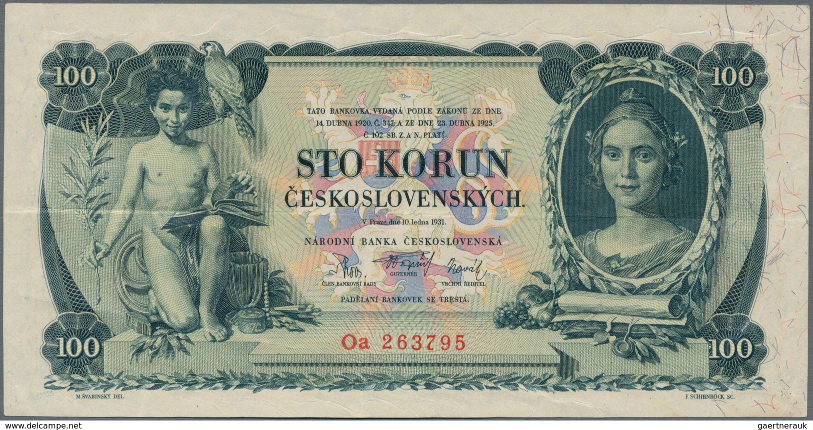 Czechoslovakia / Tschechoslowakei: Pair With 50 Korun 1929 P.22 (VF+) And 100 Korun 1931 P.23 (VF). - Checoslovaquia