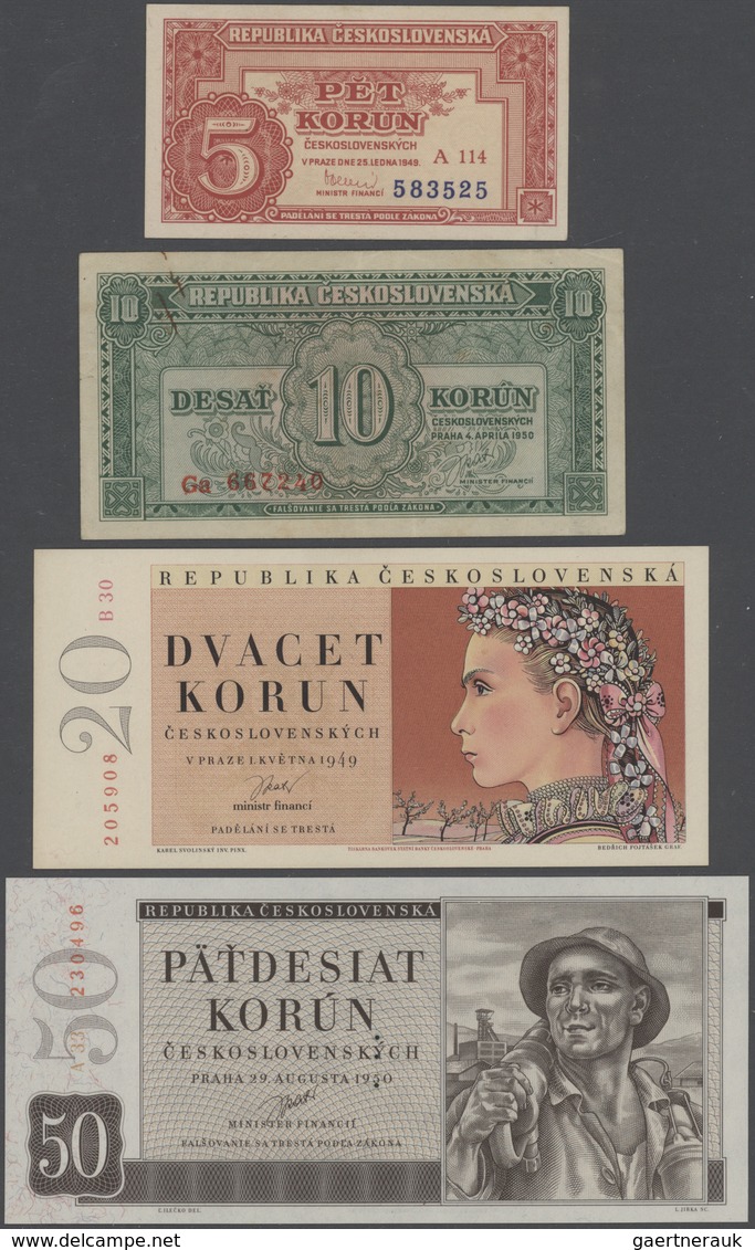 Czechoslovakia / Tschechoslowakei: Huge Lot With 25 Banknotes 1 - 1000 Korun 1949-1989, P.68-71a, 78 - Checoslovaquia