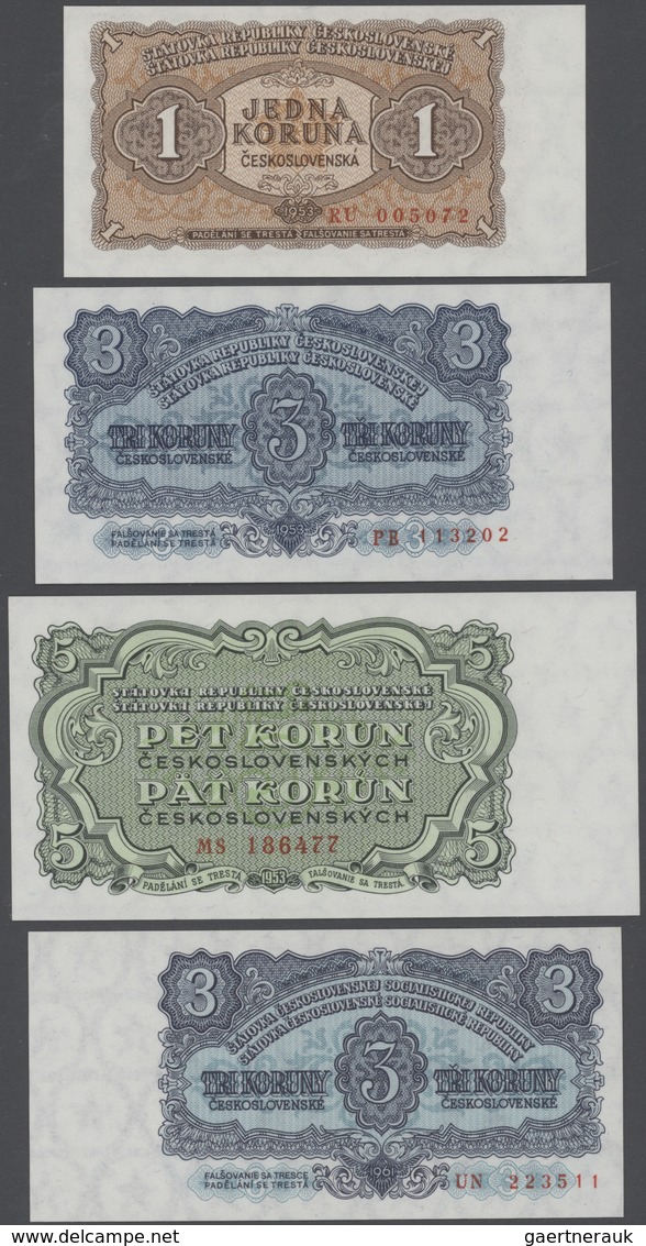 Czechoslovakia / Tschechoslowakei: Huge lot with 25 Banknotes 1 - 1000 Korun 1949-1989, P.68-71a, 78