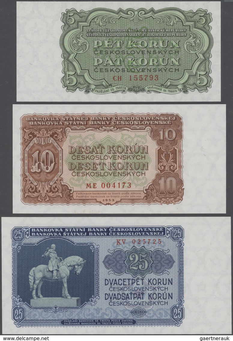 Czechoslovakia / Tschechoslowakei: Huge lot with 25 Banknotes 1 - 1000 Korun 1949-1989, P.68-71a, 78