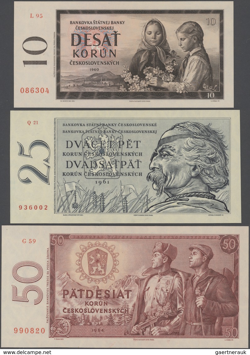 Czechoslovakia / Tschechoslowakei: Huge lot with 25 Banknotes 1 - 1000 Korun 1949-1989, P.68-71a, 78