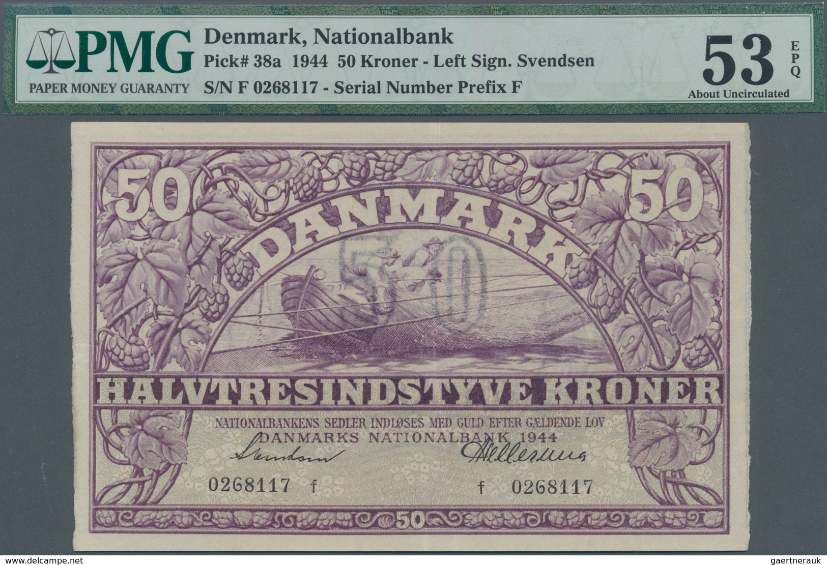 Denmark  / Dänemark: 50 Kroner 1944, P.38a, Great Original Shape With A Soft Fold At Center Only, PM - Dänemark