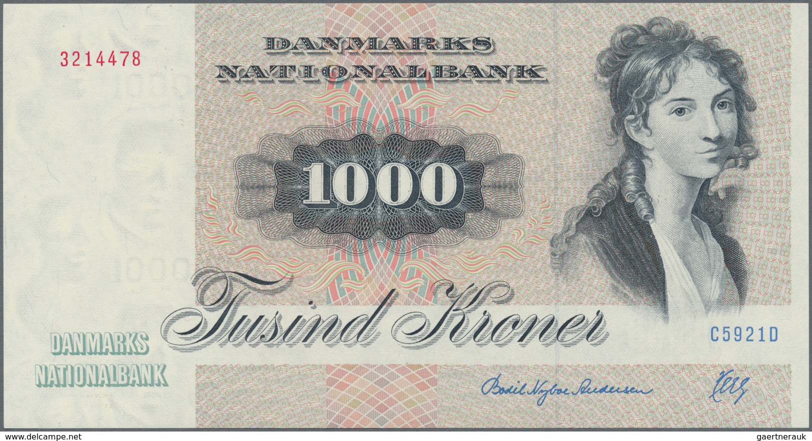 Denmark  / Dänemark: 1000 Kroner (19)92, P.53g In Perfect UNC Condition. - Dänemark